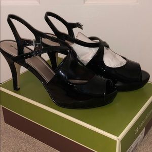Black Peep Toe Strappy Heel